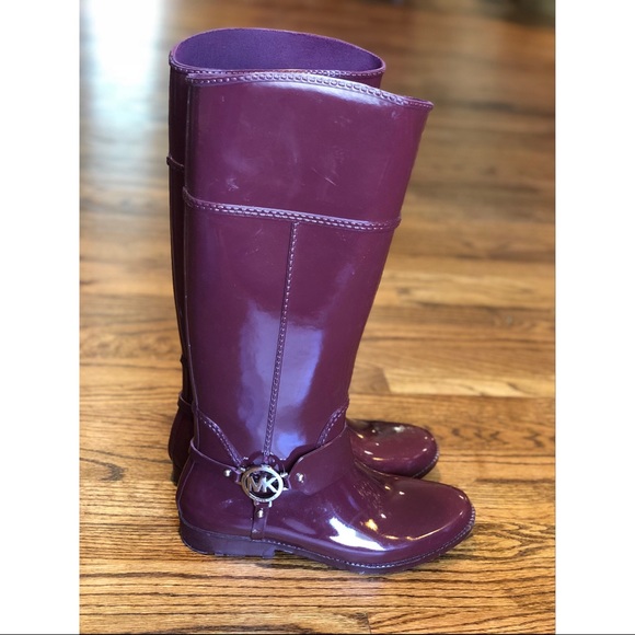 michael kors rain boots purple